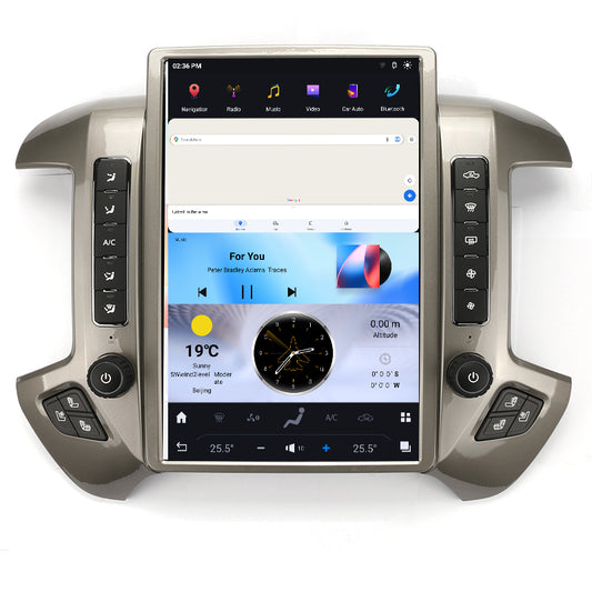 For Chevrolet Silverado GMC Sierra 2014-2019 Android car Radio Head Unit 14.4 2K Screen Upgrade GPS Navigation with Qualcomm CPU Tesla Style