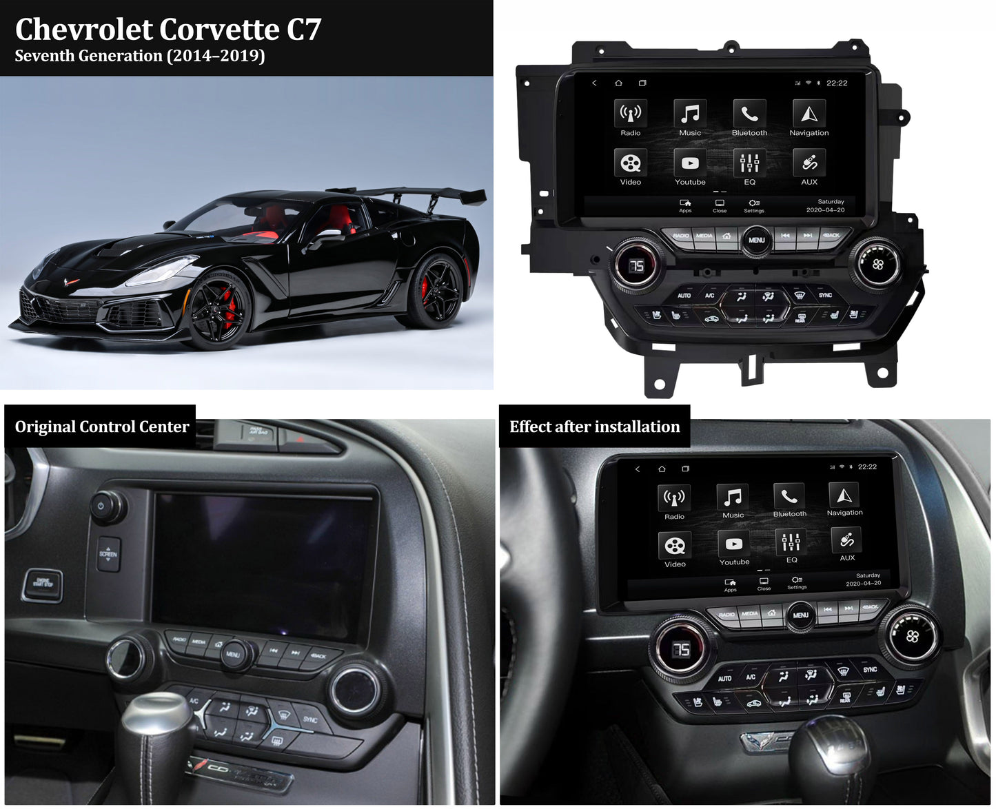 navigation head unit for CHEVROLET CORVETTE C7 14-29